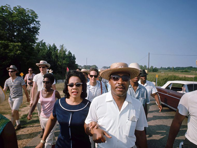 Coretta and Martin March on a Rural Mississippi Road in 1966
