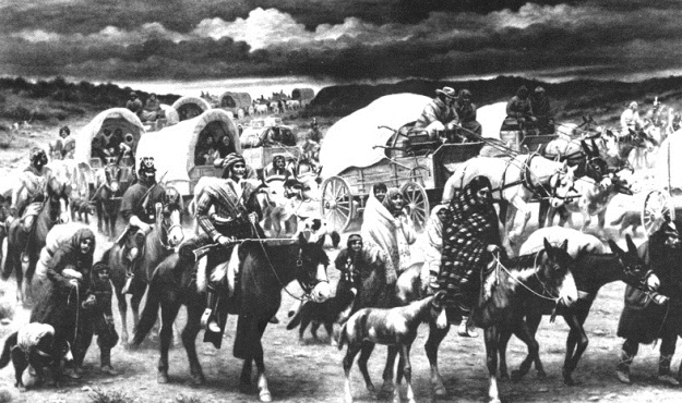 A Native American Wagon Train.