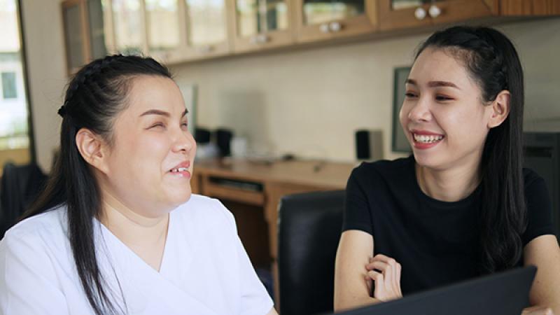 Two women with dreadlocks